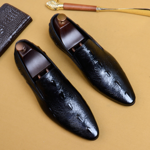 Zapatos de Cuero para Hombre, Estilo Británico, con Patrón de Cocodrilo, Formales de Negocios, Mocasines Sin Cordones para Uso Casual - Product Image 4