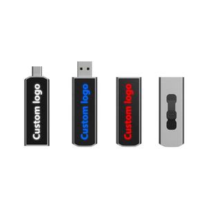 Aiaude push and pull métal logo lumineux otg clé usb type c otg double usb 3 en 1 clé usb pour <span class=keywords><strong>iphone</strong></span>/<span class=keywords><strong>ipa</strong></span> - Product Image 5