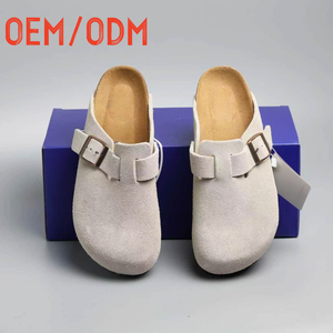 SoftFOOTBED SHOES Clogs Suede Leather Factory Style Suede <strong>Mules</strong> with Cork Sole for Nurses Women <strong>Men</strong> Wholesale <strong>Slipper</strong> New - Product Image 1