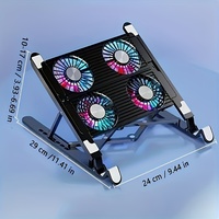 Support de refroidissement pour ordinateur portable réglable en hauteur sur 7 niveaux, refroidisseur d'ordinateur portable de 11 à 17,3 pouces, 4 ventilateurs LED silencieux, portable et ultra-fin