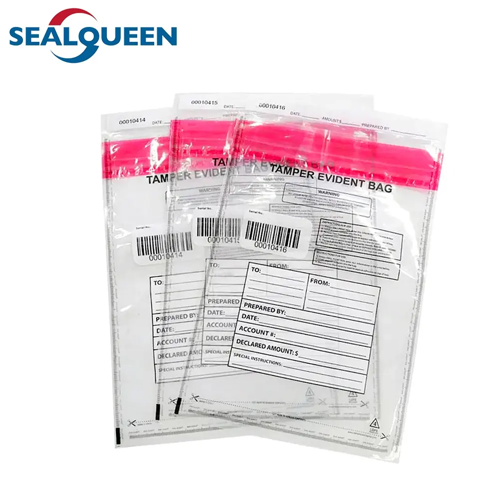 Ldpe Zelfklevende Afdichting Plastic Zak Custom Security Tamper Evident Bank Deposit Proof Bag