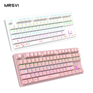 Precio de fábrica MRSVI 87 teclas Material ABS Moldeo por inyección Tapa de suspensión Retroiluminación RGB Teclado mecánico con cable - Product Image 3