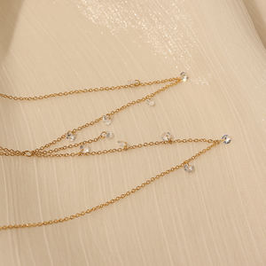 Chaîne en acier inoxydable couleur sentimentale Sexy chaude personnaliser la chaîne <span class=keywords><strong>de</strong></span> ventre du <span class=keywords><strong>sein</strong></span> féminin chaîne <span class=keywords><strong>de</strong></span> taille en strass - Product Image 2