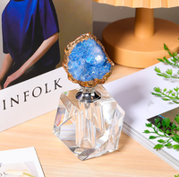 Mini-bouteilles modernes en verre cristal transparent pour huiles parfumées, décoration d'intérieur, avec bouchon en agate, artisanat en cristal