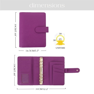 Hongbo Best Selling 12-Color 6 Ring Binder Soft Pebbled Leather Loose-Leaf Budget Planner Cash Envelopes Monthly <strong>Calendars</strong> - Product Image 4