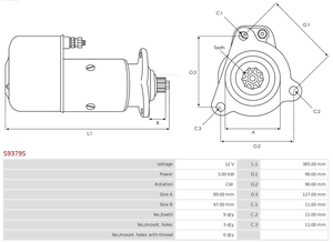 Démarreur <span class=keywords><strong>ASPL</strong></span> S9379S OEM 8962211 Démarreur pour Fiat New Aftermarket Remplace OEM 8962211 - Product Image 2