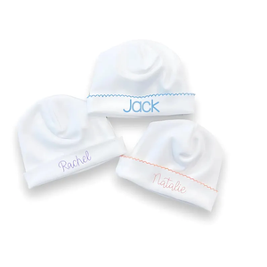 Set de Regalo para Bebé Recién <span class=keywords><strong>Nacido</strong></span>, Gorros Bordados 100% Algodón <span class=keywords><strong>con</strong></span> Ribete de Picot, Gorros Lisos al por Mayor - Product Image 2