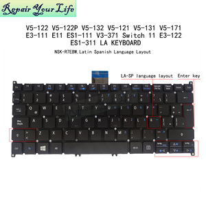 Backlit La Latin máy tính xách tay bàn phím cho <span class=keywords><strong>Acer</strong></span> <span class=keywords><strong>V5</strong></span>-122 <span class=keywords><strong>V5</strong></span>-122P <span class=keywords><strong>V5</strong></span>-132 <span class=keywords><strong>V5</strong></span>-121 <span class=keywords><strong>V5</strong></span>-131 <span class=keywords><strong>V5</strong></span>-171 E3-111 E11 ES1-111 V3-371 V3-372 NSK-R7EBW - Product Image 2
