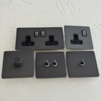 Interrupteur mural universel européen gris 146 double UK 13A 250V 1/2/3 GANG en acier inoxydable avec USB et variateur de lumière rétro