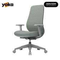 Chaise ergonomique moderne confortable avec dossier en maille, accoudoirs réglables, appui-tête et châssis à réglage multi-niveaux