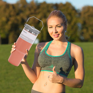 Regalo promozionale stagionale termo tazza prezzo di fabbrica in acciaio inox 304 isolato cannuccia a prova di perdite per auto con manico portatile - Product Image 4