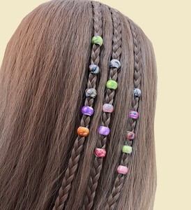 Pequeñas cuentas transparentes multicolores de Lucite perforadas cuentas acrílicas con forma de cacahuete para hacer joyas DIY herramientas de extensión de cabello - Product Image 4