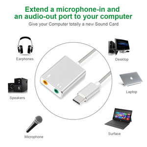 Entrega rápida de aleación de aluminio de la tarjeta de sonido externa con Cable de tipo C USB 3,1 adaptador de tarjeta de sonido - Product Image 6
