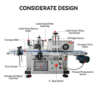Machine d'étiquetage automatique de bouteilles rondes de table avec écran tactile PLC et convoyeur, pour l'impression d'étiquettes adhésives