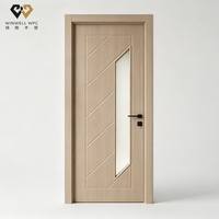Porte intérieure en verre WPC (bois-plastique composite) anti-étirement, résistante à l'eau, panneau vitré de sécurité, écologique pour la décoration intérieure