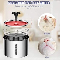 Fontaine à eau automatique pour chat en acier inoxydable 84 oz/2,5 L, rechargeable avec lumière LED, tapis antidérapant et arrêt automatique, design floral