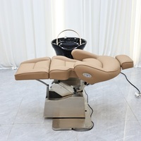 Équipement de lavage des cheveux Massage d'allaitement thaïlandais lit de shampooing rotatif chaise inclinable marron chaise de shampooing réglable électrique