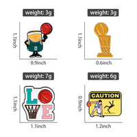 Broches fantaisie en émail sur le thème du basketball, motifs amusants de joueurs de sport, trophées et symboles d'amour, bijoux de revers en gros