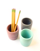 Coupe de crayon en béton minimaliste, bureau moderne, ensemble de bureau en ciment, décoration de bureau, porte-stylo