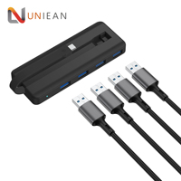 Lumière RVB USB C HUB USB3.0 Type C Multi 4 Ports Splitter USB C Hub 4 Ports Pour Xiaomi Macbook Pro Air Pc Ordinateur Portable Ordinateur Portable