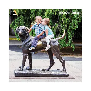 Waverly açık bahçe parkı lüks hayvan Metal pirinç heykel el döküm büyük sanat şok bronz kahverengi köpek heykeli heykel