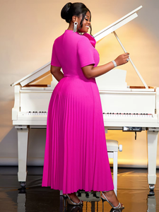 Am040326 Ons Lokale Voorraad Rose Korte Mouw Een Lijn Hoge Taille Geplooide Maxi Avondjurk Jurk Elegant - Product Image 3