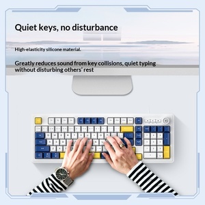 Wired Gaming Keyboard Three Color Splicing Light Up Mechanical Feeling Keyboard Desktop <b>Computer</b> <b>Accessories</b> - Product Image 2