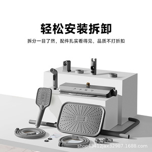 Baby White Shower Set Rain Shower 7.0gpm Flow Rate <b>Ceramic</b> Valve Core Rectangle Head Bathroom Use - Product Image 2
