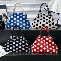 Tas Rajut Polkadot Merah Retro 2026 Grosir, Tas Jinjing Kapasitas Besar, Tas Tangan Wanita untuk Pesta, Acara, dan Perjalanan Sehari-hari