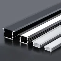 Profilé en aluminium LED noir 2010 2310 en forme de U avec diffuseur laiteux noir pour éclairage mural, éclairage de meuble de cuisine, bande lumineuse linéaire
