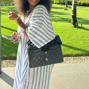 เดรสยาวทรงหลวมคอวีลายทาง แขนสั้น สไตล์ลำลอง สำหรับผู้หญิง แฟชั่นรักษ์โลก ผลิตจากวัสดุธรรมชาติ - Product Image 3