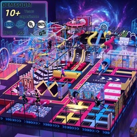 Equipo Comercial de FEC para Interiores Directo de Fábrica, Temática Cyberpunk Vaporwave, Foso de Espuma, Pista de Barras, Circuito de Cuerdas, Trampolín Interactivo