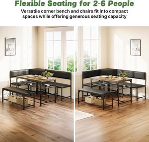 Ensemble de table de petit-déjeuner pour <span class=keywords><strong>cuisine</strong></span> avec sièges rembourrés, ensemble de table à manger d'angle pour 4 à 6 personnes, ensembles de salle à manger, ODM/OEM disponible - Product Image 2