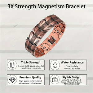 <span class=keywords><strong>Bracciale</strong></span> in rame 3X Strength, bracciali in rame puro al 99,9% per uomo <span class=keywords><strong>con</strong></span> magneti, chiusura pieghevole premium e lunghezza regolabile - Product Image 4