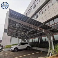 Abri de voiture moderne sur mesure en acier au carbone avec système photovoltaïque sur le toit, structure en alliage d'aluminium