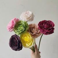 Bunga Minimalis Real Touch 33cm Ranunculus Buatan Lateks Pink Putih untuk Dekorasi Vas Pernikahan Rumah