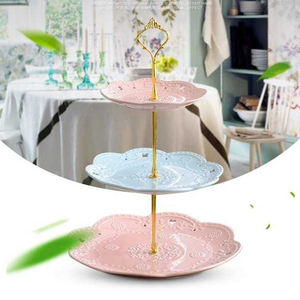 Support à gâteau royal, support à cupcakes, support à fruits, plateau à dessert, assiettes en céramique à <span class=keywords><strong>3</strong></span> niveaux pour mariage, fête du <span class=keywords><strong>thé</strong></span>, plateau personnalisé avec logo - Product Image 6