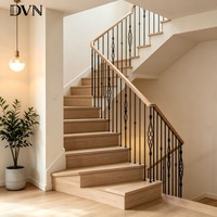 Balustre de marche d'escalier intérieur DVN moderne en métal noir thermolaqué résistant à la rouille avec tube creux pour villa américaine