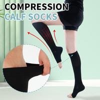 Chaussettes de compression respirantes à bout ouvert, hauteur genou, fines, tricotées, pour l'été, pour femmes et hommes, soutien gradué 15-20 mmHg, avec détail de manchette