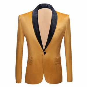 Chaqueta de traje ajustada de <span class=keywords><strong>terciopelo</strong></span> plano para <span class=keywords><strong>hombre</strong></span>, gran oferta, chaqueta informal para vestido de banquete de boda europeo y americano - Product Image 4