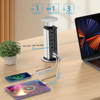 Tour de prises électrique rétractable OEM AI 20W avec port Type C pour îlots de cuisine et tables de conférence