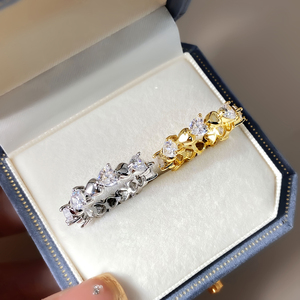 18K Gold Plated Brass Heart <b>CZ</b> Eternity Band <b>Ring</b> for Women Stackable Cubic Zirconia Promise Wedding <b>Ring</b> Fashion Jewelry Wholes - Product Image 4