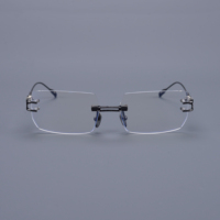 Monturas Ópticas de Titanio Premium sin Aro, Ligeras, Rectangulares, Diseño Minimalista, Lentes de Resina, Unisex, OEM, ODM, Logotipo Personalizado