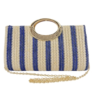Women Casual <b>Straw</b> Woven Evening <b>Bag</b> Fashion Top Handle Clutch Purse with Removable Chain for Traveling Beach - Product Image 2