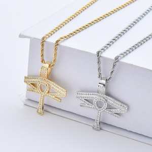 Collar con Combinación <span class=keywords><strong>de</strong></span> Ojo Turco y Cruz Anka, Colgante <span class=keywords><strong>de</strong></span> Latón con Circonita para Hombre - Product Image 6