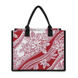 Bolsos de hombro personalizados con envío directo para mujer, estampado de tatuajes de Samoa, Asa portátil, bolso de compras plegable a la moda, estampado a pedido - Product Image 5