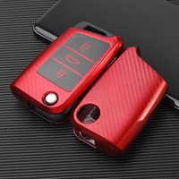 Funda Protectora de TPU de Fibra de Carbono para Llave de Coche Volkswagen Tiguan L Lavida Plus Golf 7 Polo Skoda VW, Llavero, Bolsa para Llaves