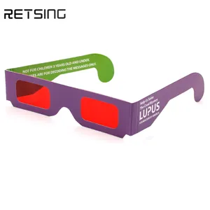 NEW! Paper decoder 3d glasses craft for hidden message red lens custom design