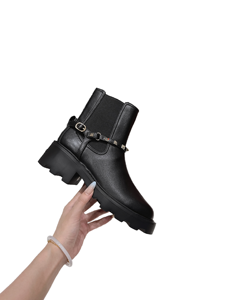 Bottines blanches élégantes et cool avec détails rivetés, bottines Chelsea courtes en cuir véritable, bottes de moto à plateforme, style Valentino - Product Image 2