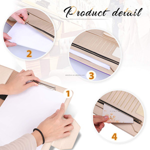 Venta al por mayor multifunción PU Cremallera Documentos Organizador <span class=keywords><strong>Agenda</strong></span> Portafolio portátil Carpeta de archivos de cuero - Product Image 5